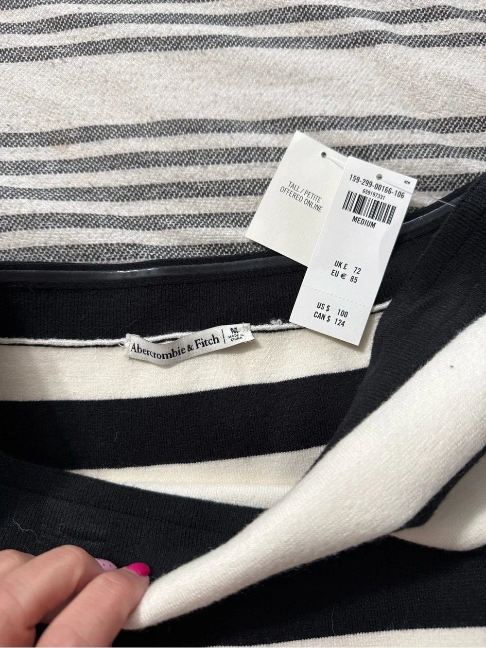 Abercrombie black and white striped strapless sweater dress